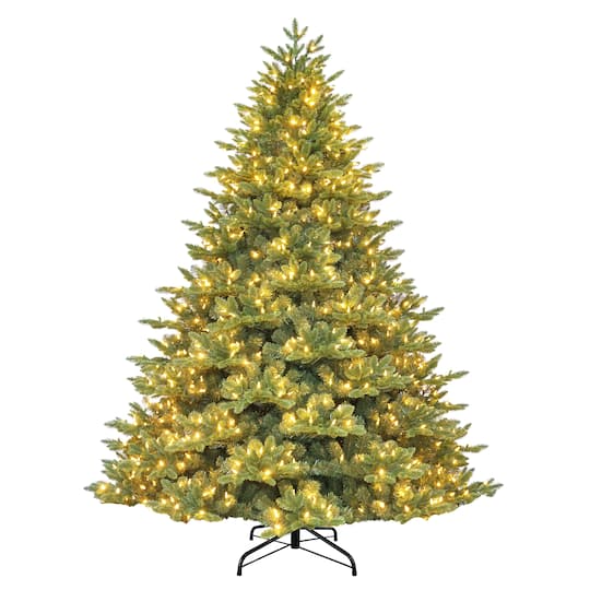 Puleo International 6.5Ft Pre-Lit Noble Fir Artificial Christmas Tree, Warm White & Multicolor Lights in Green | 6.5 ft | Michaels®